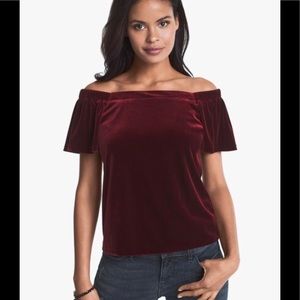 WHBM Deep Red Velvet Top,  NWT